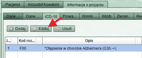 Rys. 24 W celu edycji danych rozpoznania, zaznaczamy wybrane rozpoznanie klikając na nie i wciskamy przycisk Edytuj, następnie poprawiamy dane widoczne w formularzu takim jak na Rys.24.. Poprawki zatwierdzamy przyciskiem Zapisz lub klawiszem Enter.