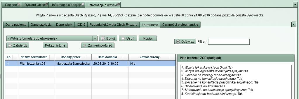 Rys. 46 Przyciskiem Przełącz na pełną wersję użytkownik przełącza podgląd wypełnionego formularza.