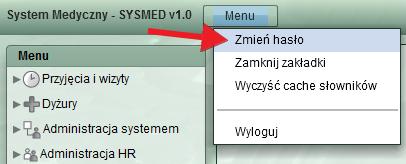 opcji Menu->Zmień hasło Rys. 5 Po wybraniu powyższej opcji pojawi się dialog Zmiana hasła.