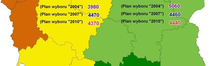 Polskiego FADN wg 4 regionów FADN Źródło: Rozporządzenia Komisji: nr 730/2004 z dnia