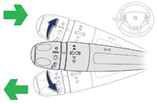 Bezpieczeństwo Wskaźniki kierunkowskazów Trzy mignięcia Nacisnąć krótko w górę lub w dół, bez przekraczania punktu oporu przełącznika świateł; odpowiednie kierunkowskazy migną trzykrotnie.