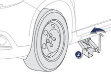 Informacje praktyczne Opuścić samochód. Złożyć podnośnik 2 i wyciągnąć spod samochodu.