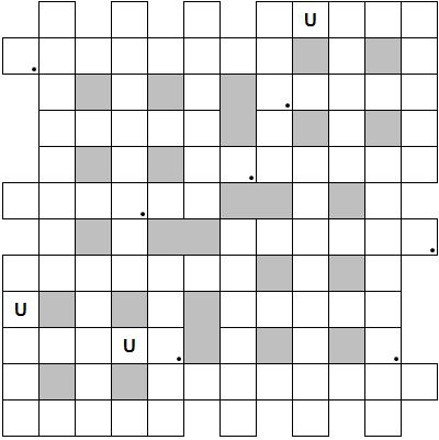 JOLKA ANAGRAMOWA (24+1+2 PKT) Do diagramu, w którym ujawniono wszystkie litery U, wpisać anagramy odgadniętych wyrazów.