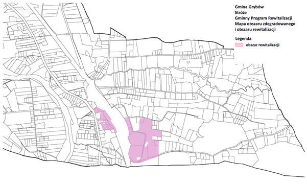 Gminny Program Rewitalizacji Gminy Grybów na lata 2018-2025 4.2. Podobszar 2. Stróże Podobszar rewitalizacji Biała Niżna zlokalizowany jest w południowej części miejscowości Stróże.