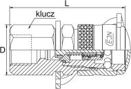 Opcjonalnie gniazdo może być wyposażone w pierścień zabezpieczający przed przypadkowym rozłączeniem. Zarówno wtyki jak i gniazda standardowo dostarczane są z zaślepkami.