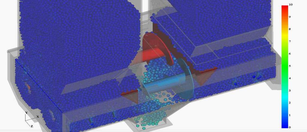 Modelowanie zachowania się cząstek sorbentu w przestrzeni Technologia modelowania numerycznego DEM możliwość generowania dowolnej geometrii i ruchu jej części możliwość generowania dowolnych cząstek