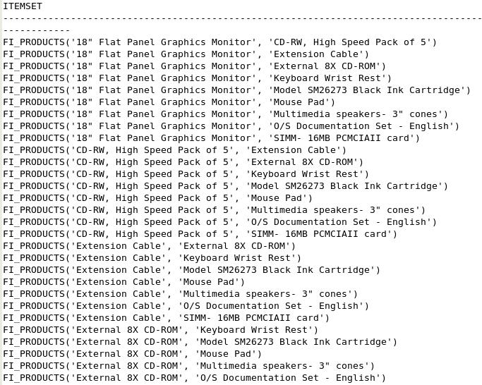 CREATE_MODEL( przekazanie parametrów do algorytmu model_name => 'Associations', mining_function => DBMS_DATA_MINING.