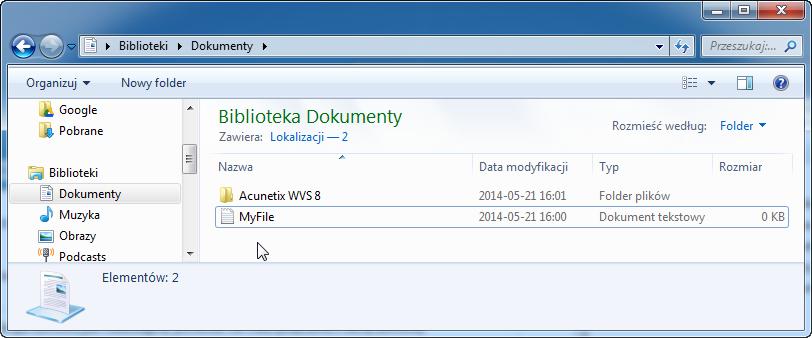 Na komputer02 utwórz folder w bibliotece dokumentów o nazwie Komputer02.