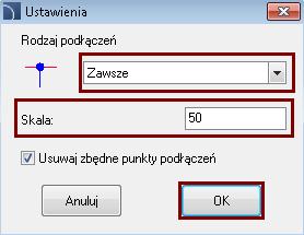 W tym celu uruchamiamy polecenie Przewody schemat, w którym wybieramy typ przewodu Zasilanie.