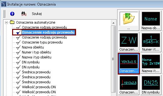 wstawiania symbolu. P2 P1 Teraz wstawimy oznaczenie rodzaju przewodu.