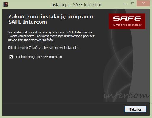 "LaunchSAFE Intercom" w celu uruchomienia aplikacji zaraz po zakończeniu
