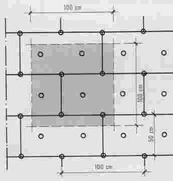 ROZMIESZCZENIE KOŁKÓW JAK NA RYSUNKU / powinno być 8 kołków na m 2 / Wykonanie warstwy zbrojonej na styropianie Do zbrojenia warstwy ochronnej należy stosować tkaninę szklaną zaimpregnowaną