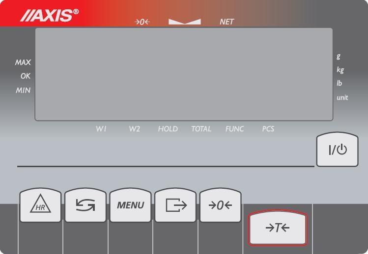 INSTRUKCJA OBSŁUGI 15 Wersja z wyświetlaczem LED: wskaźnik zera wskaźnik stabilizacji wskaźnik masy netto wynik ważenia dane metrologiczne Max= d= klawisze wagi klawisz I/ - włącznik / wyłącznik