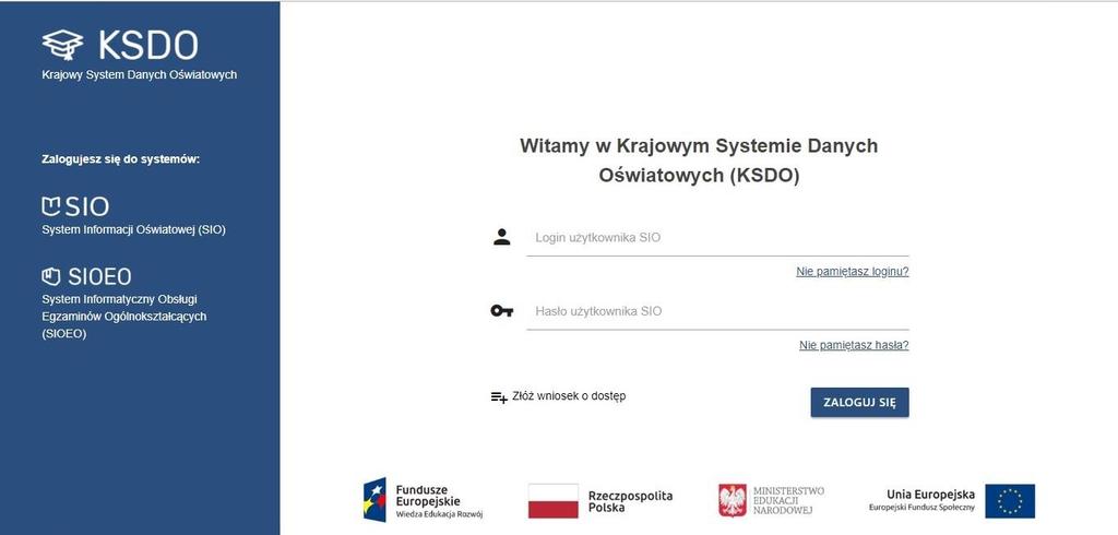 INSTRUKCJE 1. Logowanie użytkownika Aby zalogować się do systemu SIOEO należy: 1.