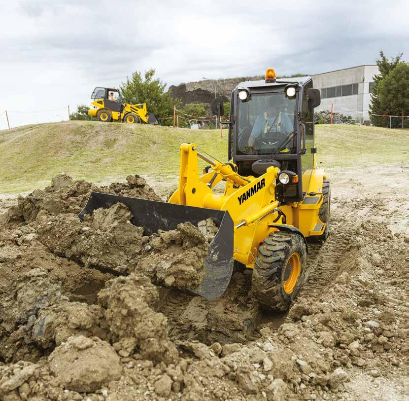 BLOKADA DYFERENCJAŁU Yanmar model V8 oferuje 100% blokadę mechanizmu różnicowego, co jest wielkim atutem, gdy koła maszyny ugrzęzną w błocie lub na śliskiej nawierzchni gruntowej.