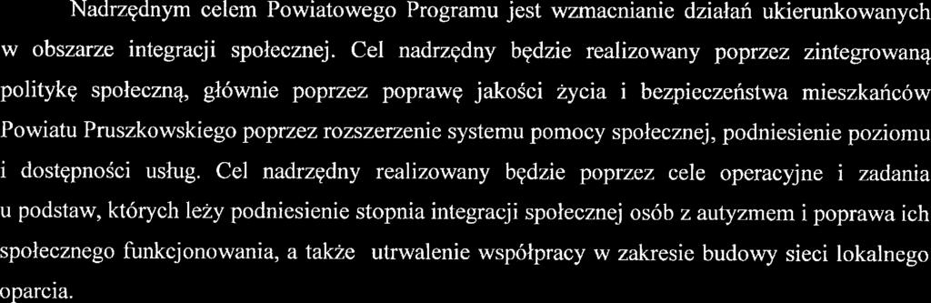 Cl nadrzędny będzi ralizowany poprzz zintgrowana politykę społczną, główni poprzz poprawę jakości życia i bzpiczństwa miszkańców Powiatu Pruszkowskigo poprzz rozszrzni systmu pomocy społcznj,