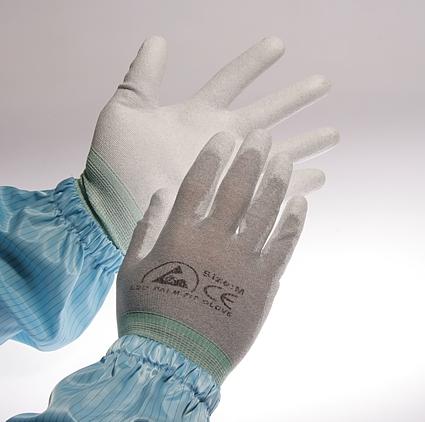 Rękawiczki antystatyczne ESD nylonowe z dłońmi pokrytymi poliuretanem Skład: Nylon