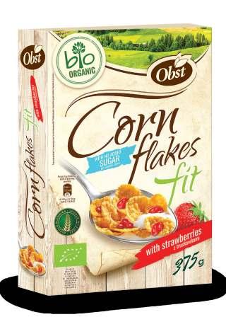 Ekologiczne płatki kukurydziane FIT Organic Corn Flakes Fit bez dodatku cukru z obniżoną