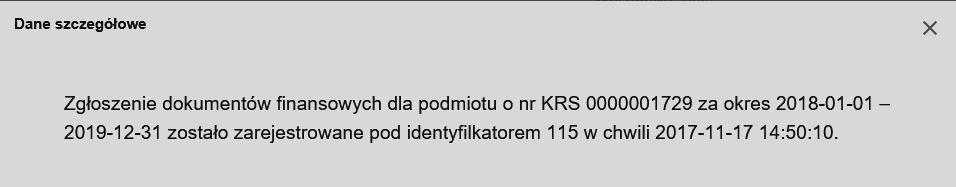 usunięciu dokumentu z repozytorium przez pracownika sądu powiadomienie o przywróceniu usuniętego dokumentu z repozytorium przez pracownika sądu Dla każdego powiadomienia prezentowane są: