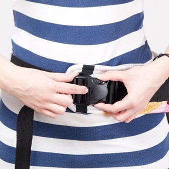 The system of the buckles facilitates adjusting the baby carrier to all body figures and a