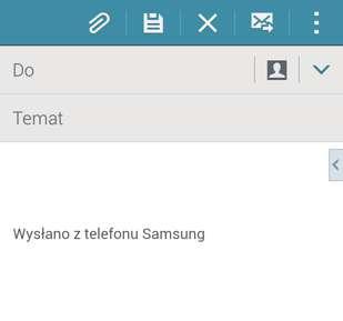 Wiadomości i poczta e-mail Wysyłanie wiadomości Dotknij E-mail na ekranie aplikacji. Dotknij ikony na dole ekranu, aby utworzyć wiadomość. Zapisywanie wiadomości do późniejszego dostarczenia.