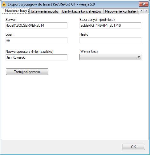 Konfiguracja połączenia z bazą danych programu Subiekt GT \