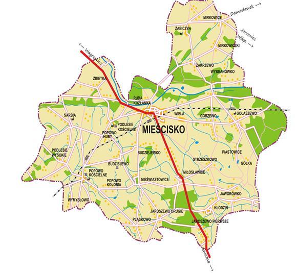 Do gminnych lokalnych ośrodków obsługi ludności zaliczyć można jedynie miejscowość Mieścisko, które grupuje prawie 40% potencjału ludnościowego Gminy.