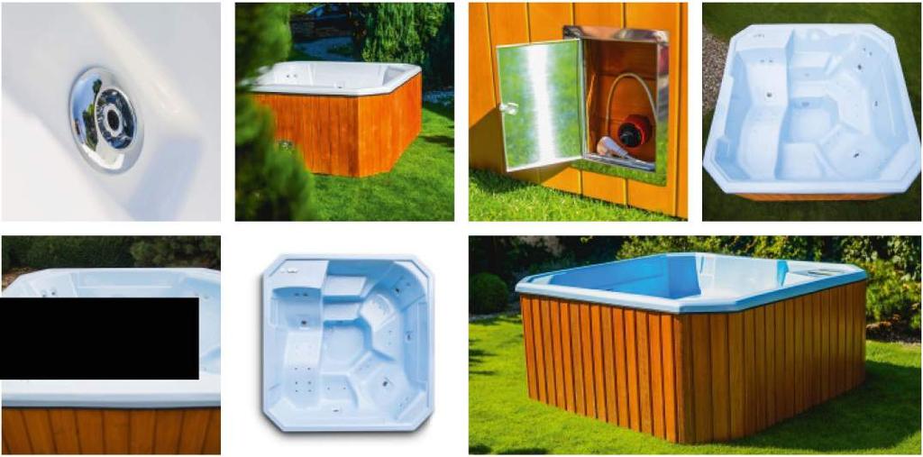 Jacuzzi ELITE o wymiarach 19 x 2 x 82 cm, wyposażone jest w: kolor: biały/niebieski 5 miejsc ( 4 siedzące, 1 leżące) zabudowa (