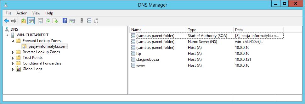 DNS strefy przeszukiwań 2018 DNS strefy przeszukiwań Na każdym serwerze DNS można utworzyć dwa rodzaje stref przeszukiwań rekordów: strefę wyszukiwania wprzód (ang.