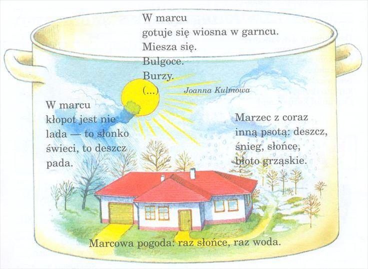 Temat: Marcowa pogoda 19-23 III 2018 Wołanie wiosny (sł. i muz. K. Gowik) I. Dzisiaj w drodze do przedszkola już zielone były pola, a bociany klekotały, bo na łąkę przyleciały. Ref.