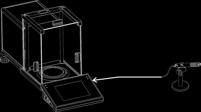 7. URUCHAMIANIE 7.1. Podłączenie modułu THB.S do wag laboratoryjnych Uruchomienie modułu polega na podłączeniu urządzenia do wagi za pomocą przewodu USB.