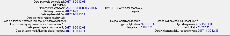 Błędnie sprawozdany typ identyfikatora oraz identyfikator realizatora recepty Apteka przekazuje numer prawa wykonywania zawodu osoby wykonującej lek recepturowy i realizującej receptę.