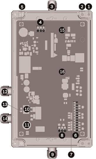 MIC Alarm-Washer Interface Unit Układ MIC-ALM-WAS-24 pl 11 5 Układ MIC-ALM-WAS-24 Rysunek poniżej przedstawia układ urządzenia MIC-ALM-WAS-24, z zainstalowanym zestawem płytki drukowanej (PCBA) i