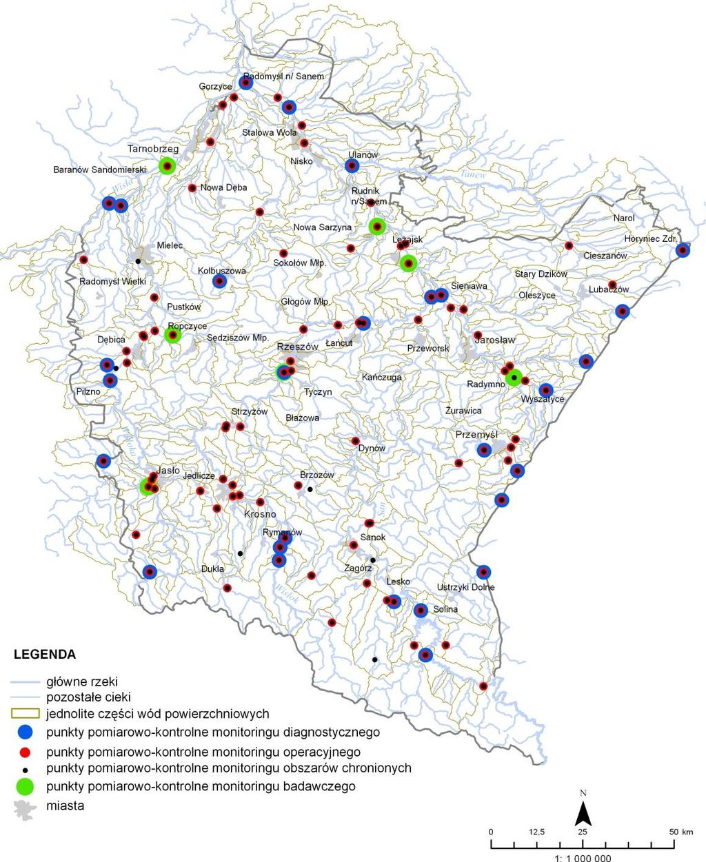 MONITORING I OCENA STANU WÓD POWIERZCHNIOWYCH SIEĆ MONITORINGU WÓD POWIERZCHNIOWYCH W WOJEWÓDZTWIE PODKARPACKIM W LATACH 2010-2012 Monitoring wód powierzchniowych prowadzony jest w 3-letnich cyklach