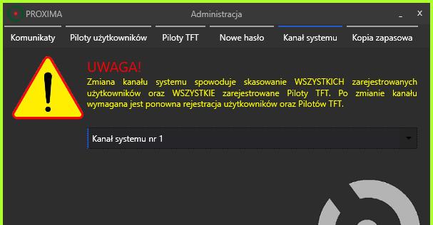 i podać firmie www.proxima.pl, która po uwierzytelnieniu, zwróci czterocyfrowe hasło, po wprowadzeniu którego program nie będzie wymagał hasła do administrowania systemu: 5.6.