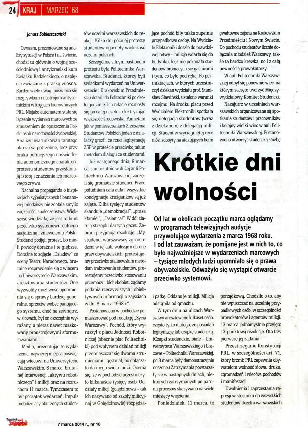 W dorobku publicystyczno-historycznym naszej uczelnianej Solidarności jest również