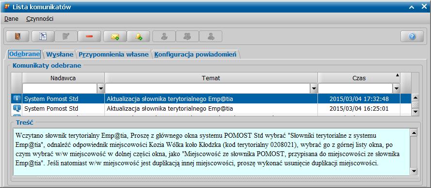 Import słowników terytorialnych CSZIS Emp@tia Import słowników terytorialnych jest dostępny do wykonania w dowolnym momencie, poprzez wybranie z drzewka funkcji na głównym oknie systemu POMOST Std w