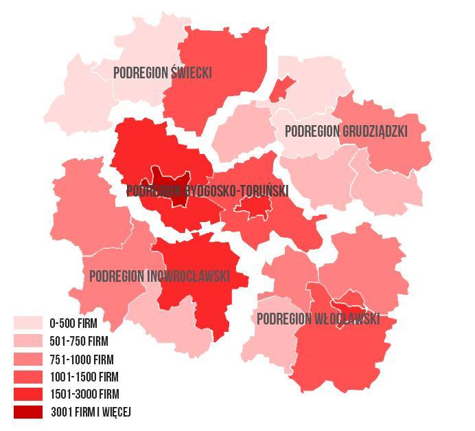 Koncentracja przestrzenna branż znaczących dla województwa pod względem liczebności podmiotów gospodarczych została zaprezentowana na poniższych mapach.