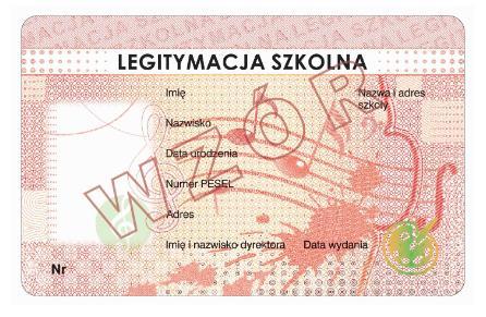 "Wzór nr 13e do 23 i 32 E-legitymacja szkolna dla