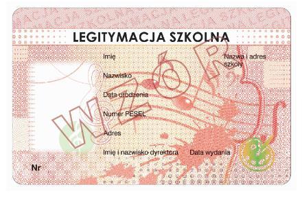 Wzór nr 13f do 23 i 32 E-legitymacja szkolna