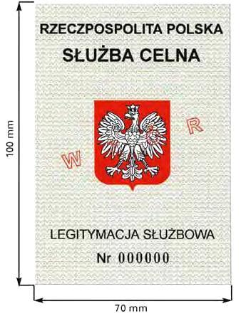 Polskiej, napisy w kolorze czarnym. gilosz jak na awersie, znak graficzny Służby Celnej, napisy w kolorze czarnym.