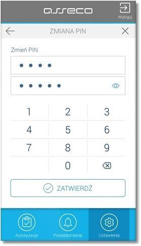 7.1. Zmiana pinu w aplikacji Asseco MAA Opcja umożliwia użytkownikowi zmianę obecnego kodu PIN do aplikacji Asseco MAA na inny.