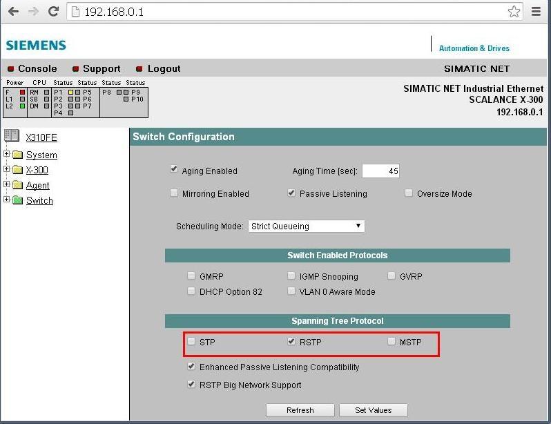 W menu Spanning Tree Protocol wybieramy opcję RSTP. Operację tę powtarzamy dla każdego przełącznika znajdującego się w sieci.