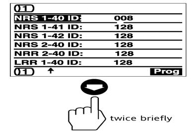 W poniższym przykładzie ustawimy adres Urządzenia NRS 1-40 na wartość 001 Wciśnij raz krótko przycisk