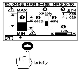 Działanie Wizualizacja urządzeń podłączonych do magistrali CAN-bus Jako przykład zostaje wyświetlona 1 grupa sprzętowa: Ogranicznik wysokiego poziomu NRS 1-41 Ogranicznik niskiego poziomu NRS 1-40