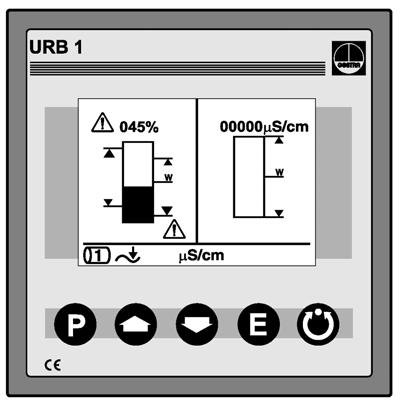 Regulacja punktów przełączania i zakresu proporcjonalności Xp Podzielony ekran pokazuje system monitorowania poziomu przez przełącznik NRS 2-40 i regulator NRR 2-40 z elektrodą pojemnościową NRG