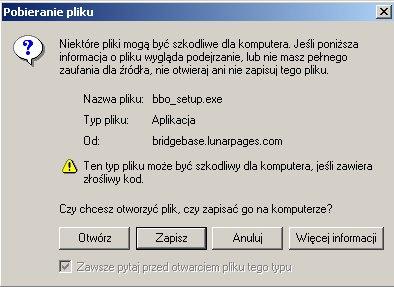 GRAMY NA BBO instrukcja krok po kroku Spis treści: I. Instalujemy oprogramowanie Bridge Base Online (BBO) II. Pierwsze wejście do świata BBO III. Kibicujemy, oglądamy, gramy I.