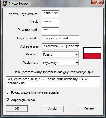 a) wpisz nazwę użytkowania tzw. nick typu: pzbs + nr z Cezara b) wymyśl hasło, poniżej je powtórz c) wpisz imię i nazwisko d) wpisz powiat, skrót województwa (znajdziesz tu http://www.pzbs.pl/wyniki/2009/krajowe/mppow2009/1mppow2009zgloszenia.