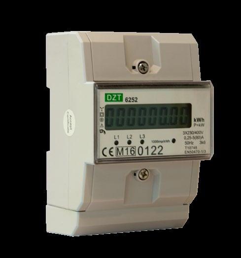 DZT 3-fazowe 4-modułowe DZT 3-fazowe 4-modułowe DZT6014 jest licznikiem trójfazowym służącym do pomiarów przez przekładniki prądowe.