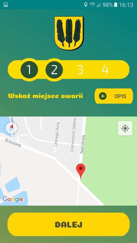 WIDOK STRONY DO WSKAZYWANIA MIEJSCA PROBLEMU W TYM MIEJSCU KLIKAJĄC OPIS MOŻEMY WSKAZAĆ MIEJSCE, KTÓRE